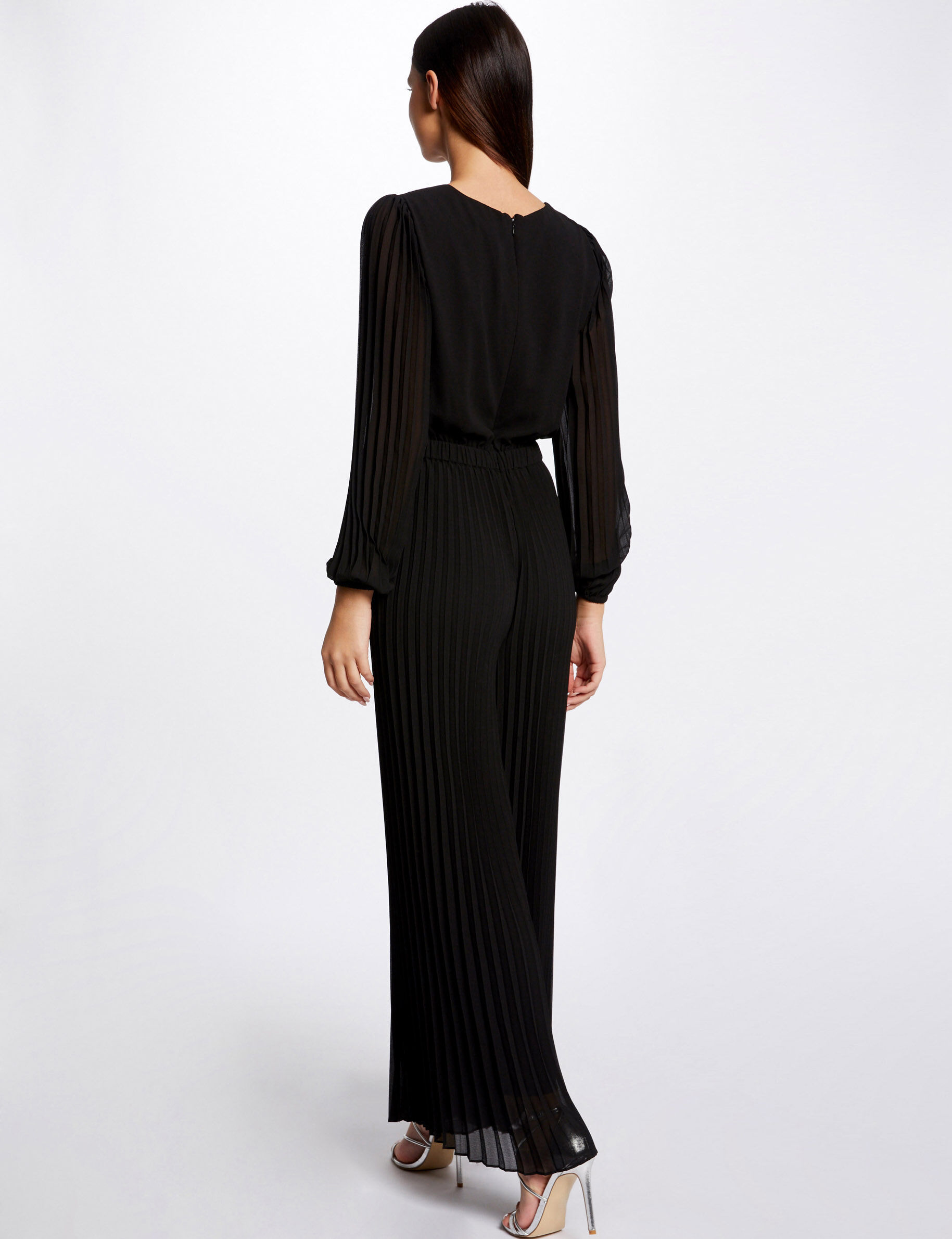 Combinaison jambes larges plissée noir femme - noir