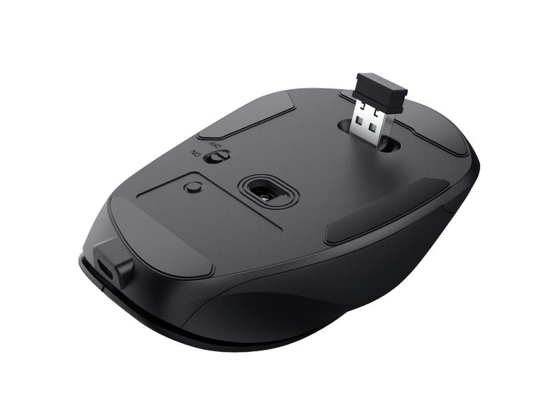 Trust Ergonomische Maus Fyda Rechargeable Schwarz Wiederaufladbare Funkmaus mit geschwungenem Design