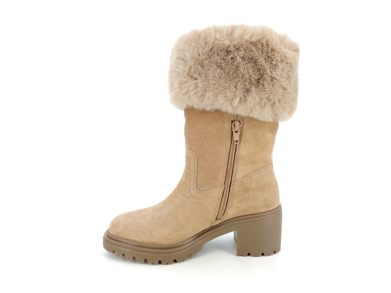 Geox-D DAMIANA  D36QCA Matières combinées Velours Beige