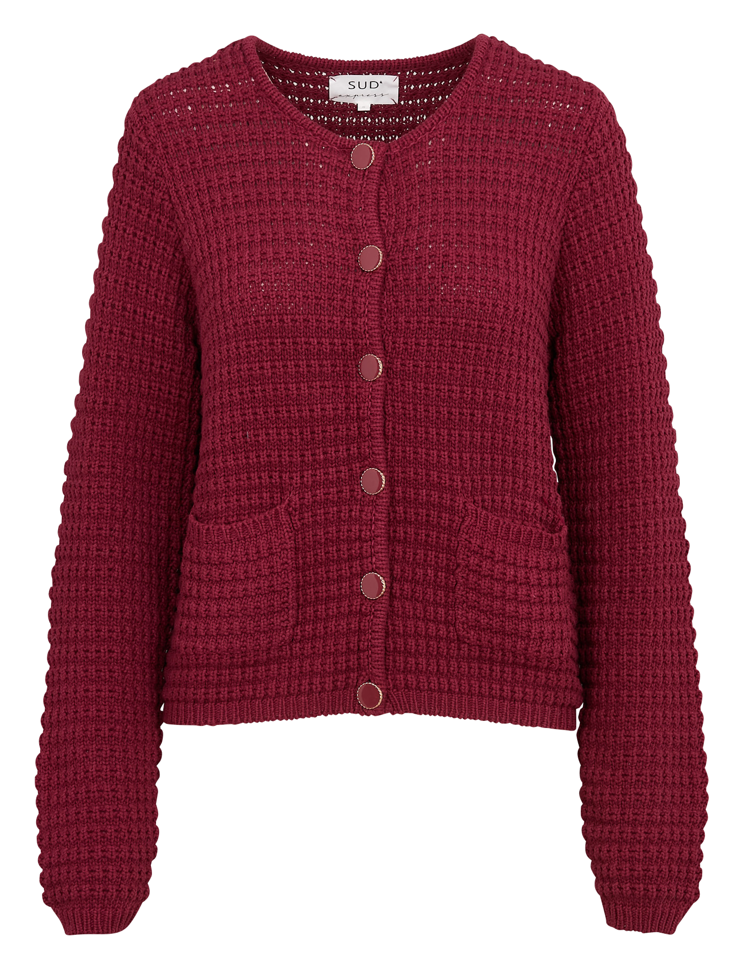 GILARY - Gilet droit à boutons bijoux en coton mélangé | Violet