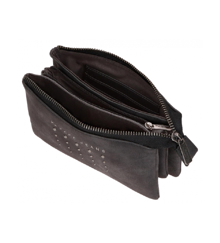Carteira Pepe Jeans Holly com três compartimentos, preta
