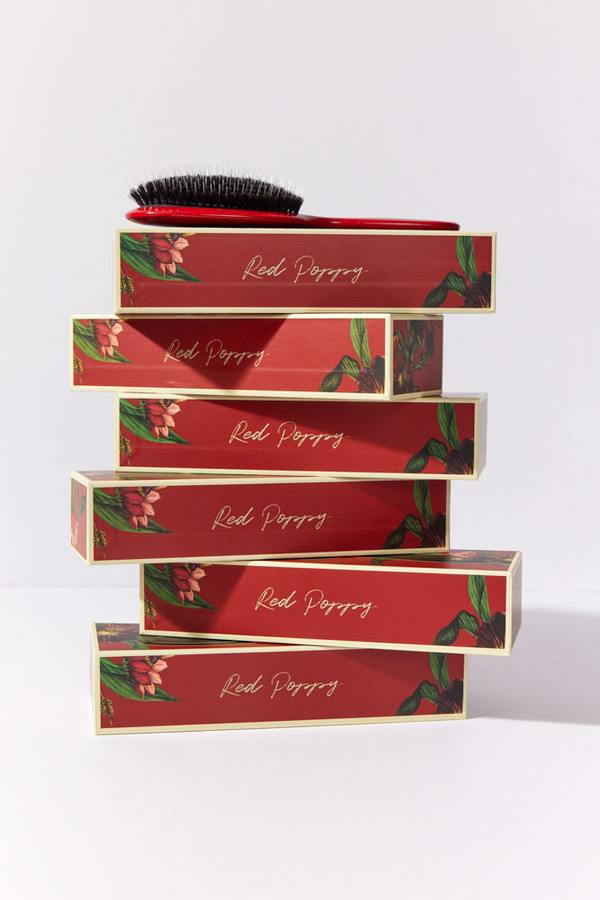 Fan Palm Hair Brush Red Poppy Medium
