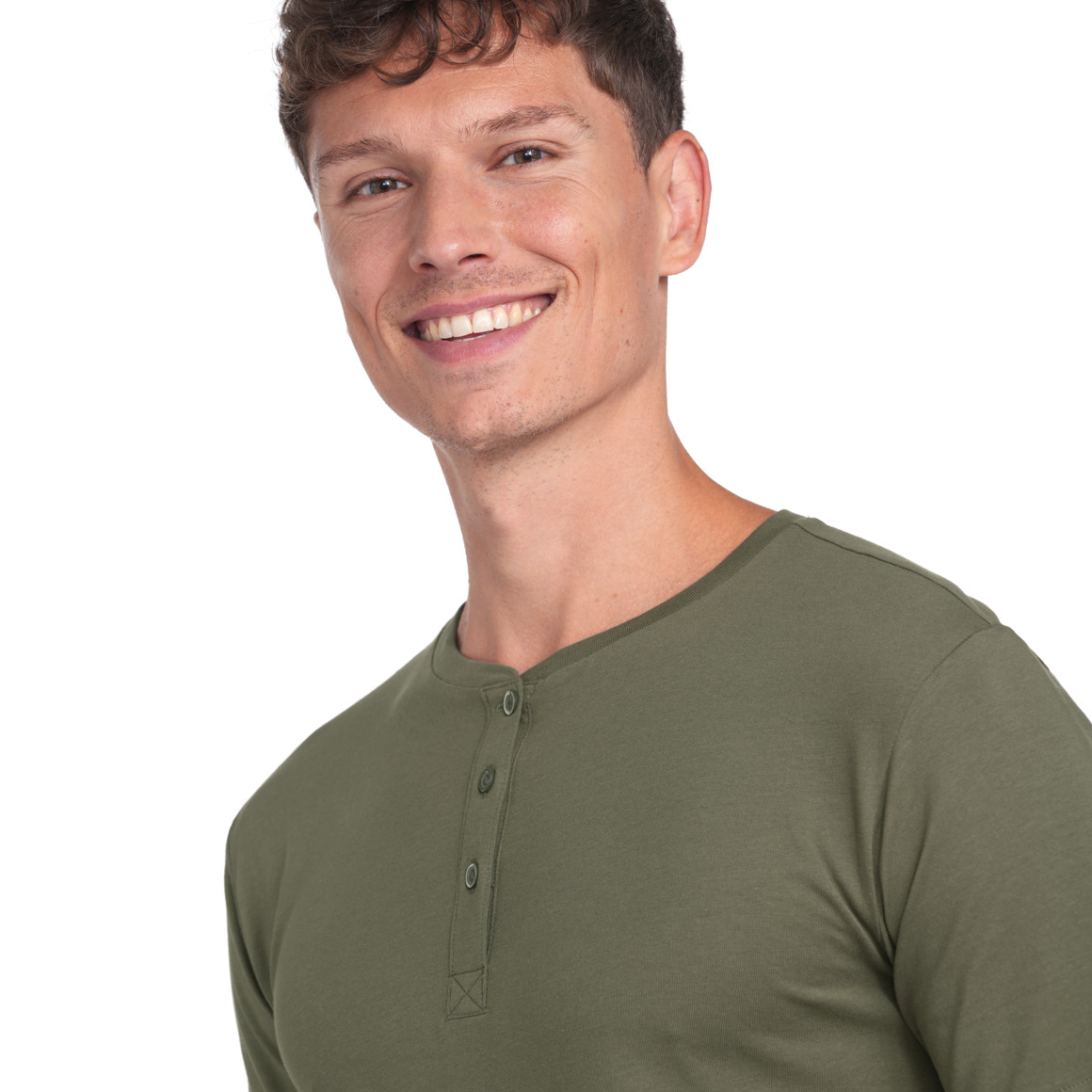 VanVaan Herren T-Shirt mit Serafino-Ausschnitt dunkelgrün