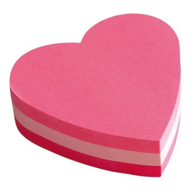 Post-it - Bloc cube forme coeur - 3 couleurs assorties - 225 feuilles