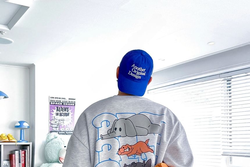 SeoulPop - Sweatshirt met dierenprint en losse pasvorm