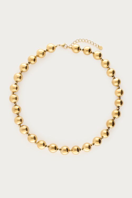 Goudkleurige statement ketting chunky dubbele kralen