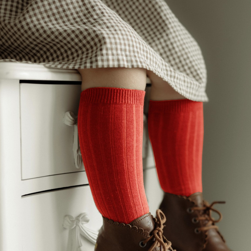 Condor Condor chaussettes hautes côtelées rouge