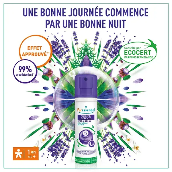 Spray de ambiente Puressentiel para dormir e relaxar com 12 óleos essenciais 75ml