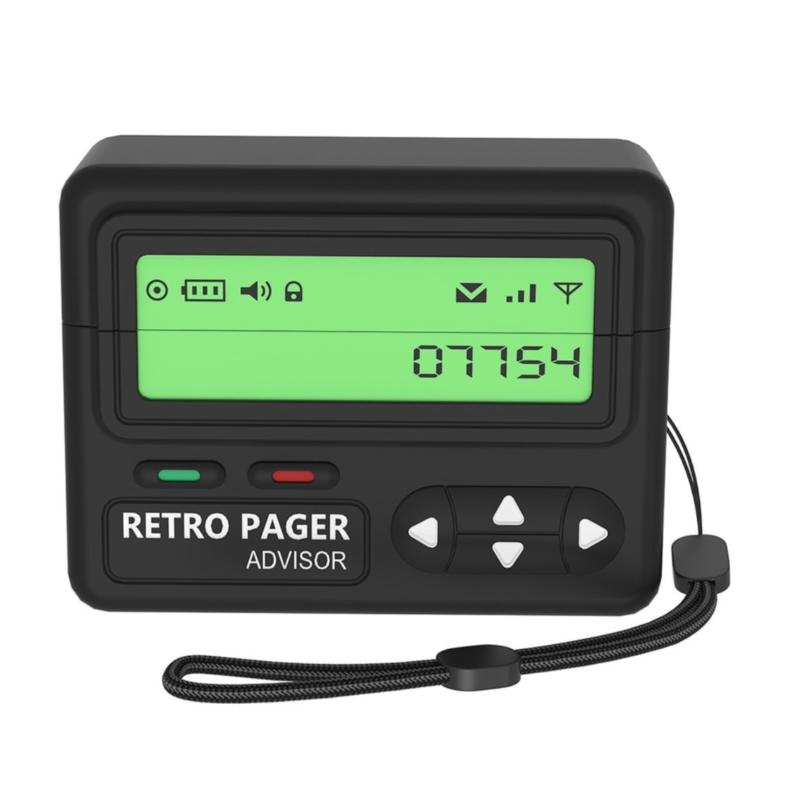 AirPods Pro 2 / AirPods Pro Gummi Case Schutzhülle Retro Pager mit Handschlaufe - Schwarz