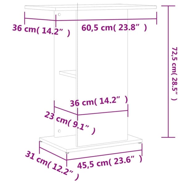 vidaXL Akvariumstativ brun eik 60,5x36x72,5 cm konstruert tre
