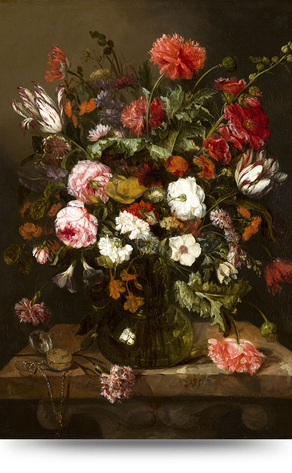 Bloemstillevens uit het Mauritshuis en rijksmuseum - Canvas schilderij 5 - 100 x 150 cm