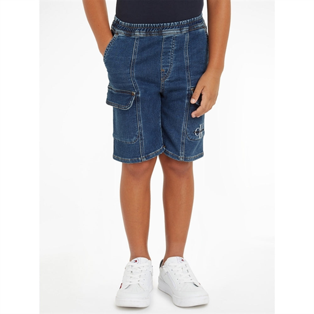 Køb Calvin Klein Denim Cargo Sweat Shorts Mid Blue