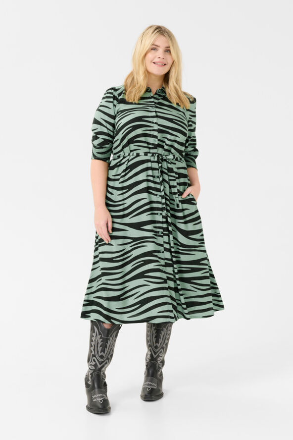 Kaffe Curve KCemina Olga Dress Green/black animal