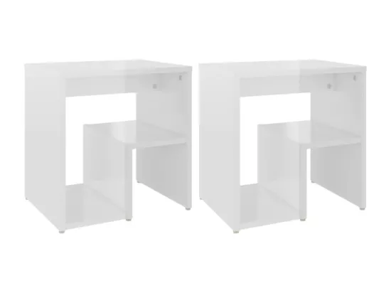 Tables de chevet 2 pièces Blanc brillant 40x30x40 cm Aggloméré