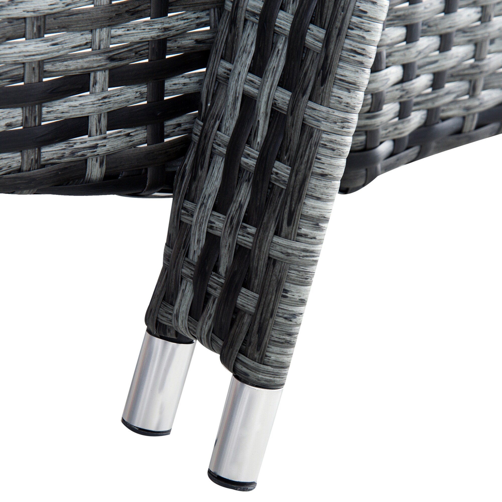 Outsunny Rattan-Gartenliege als 3-teiliges Set grau