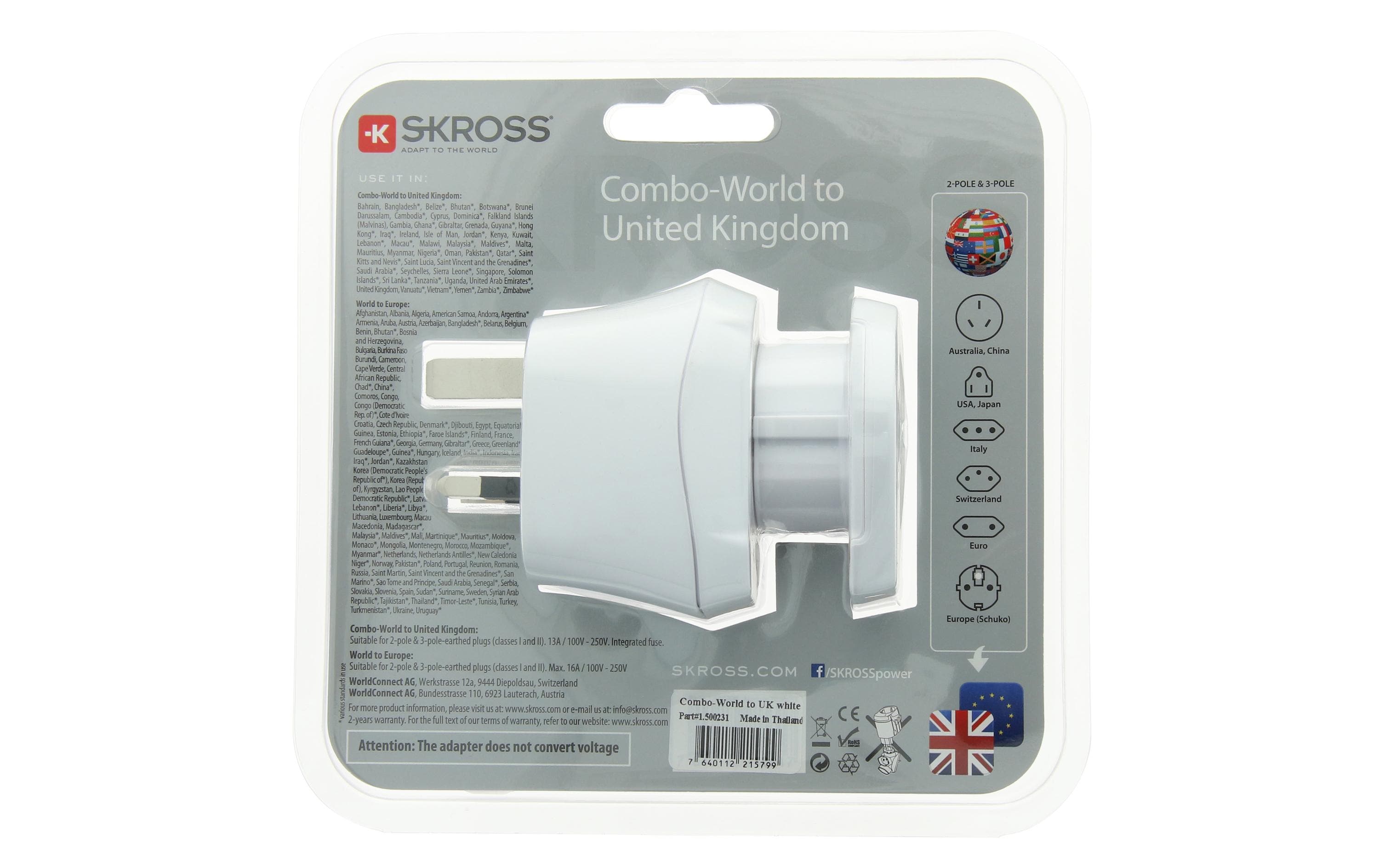 Reiseadapter Combo World – UK2 in 1 Lösung