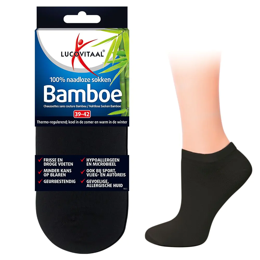 Bamboe Enkelsok Zwart 3 paar
