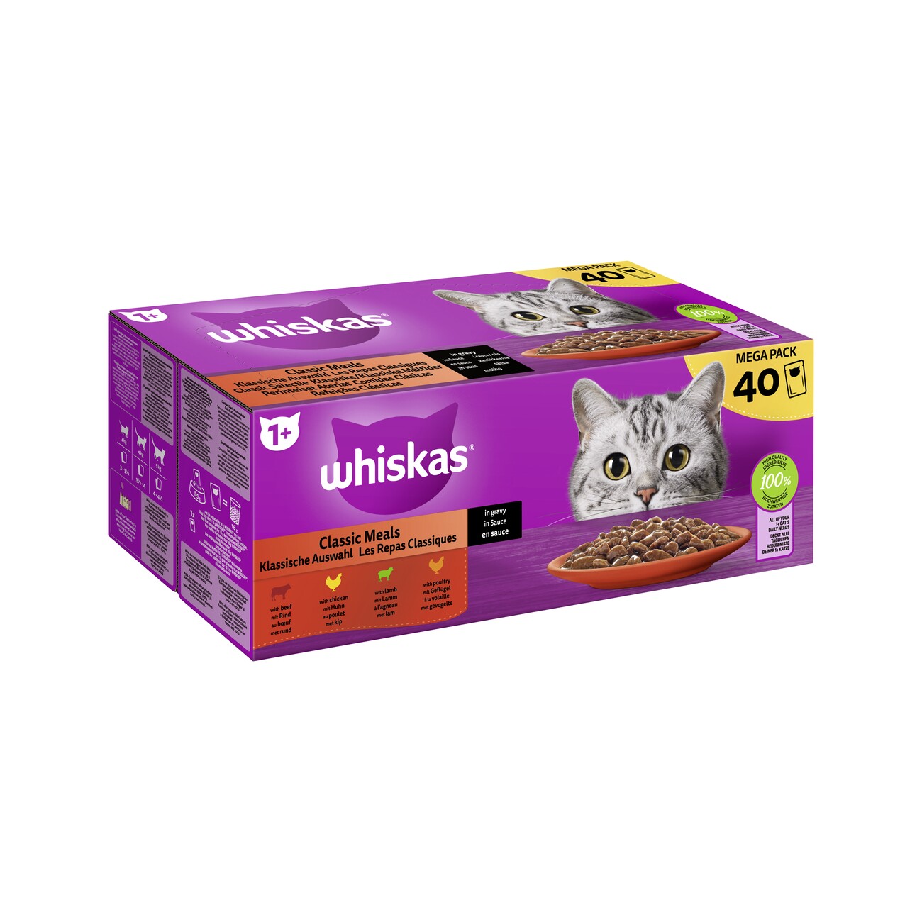 Whiskas Mega Pack 1+ Klassische Auswahl in Sauce 40 x 85g
