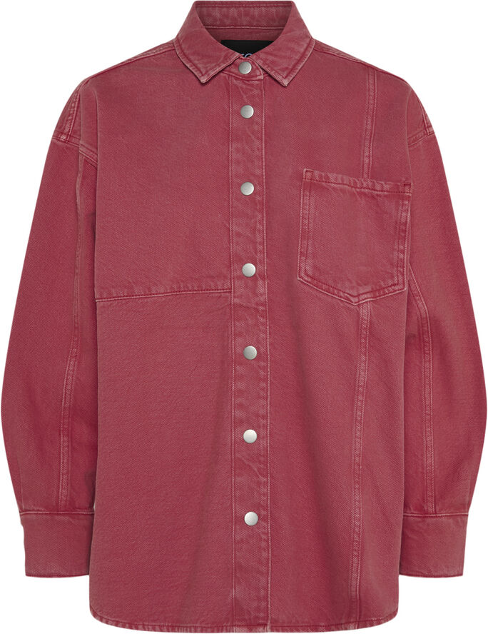 Pieces PCFRIA LS DENIM SHIRT D2D High risk red/washed
