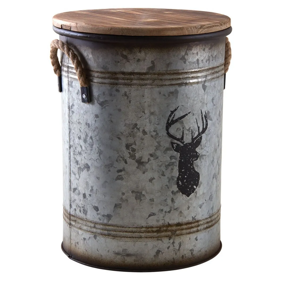 Aubry Gaspard Tabouret et seau à pellets Métal Cerf