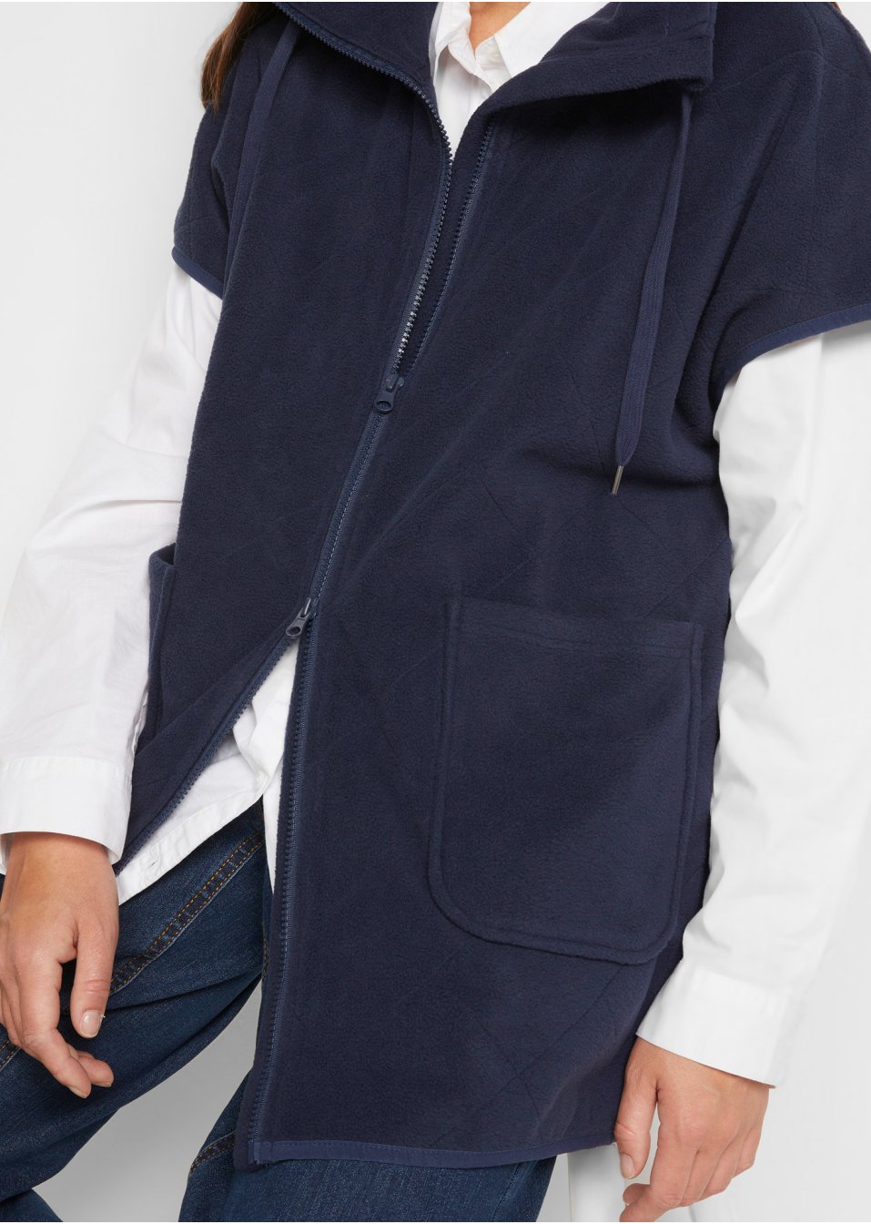 Gilet sans manches en polaire avec surpiqure losange en polyester recyclé