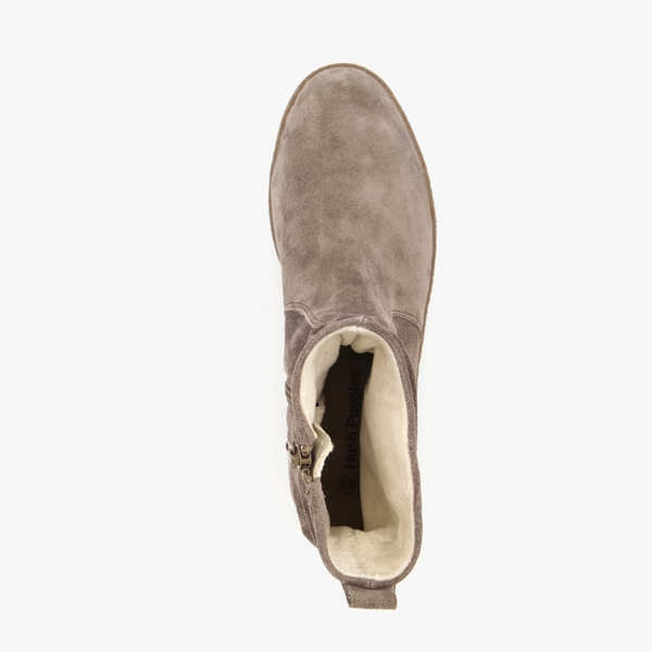 Hush Puppies gevoerde suede enkellaarsjes taupe