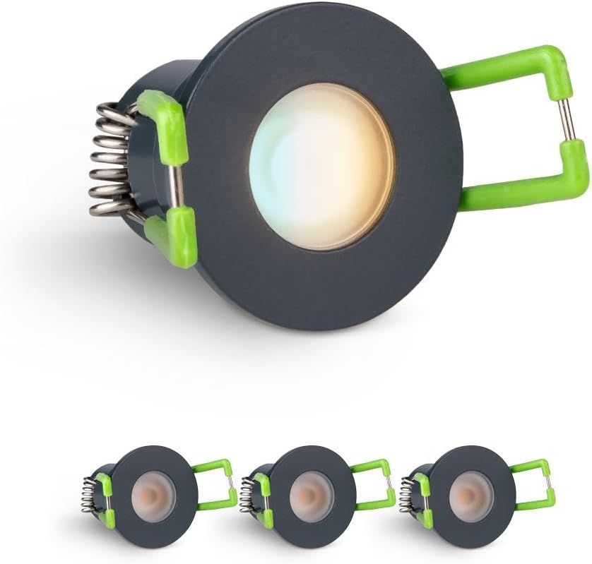 LongLife LED 4er Set Einbaustrahler Mini 3W CCT 2700K-6500K anthrazit RAL 7016 IP65 Dimmbare Strahler für Terrassenüberdachung, Carports, Dachüberständen