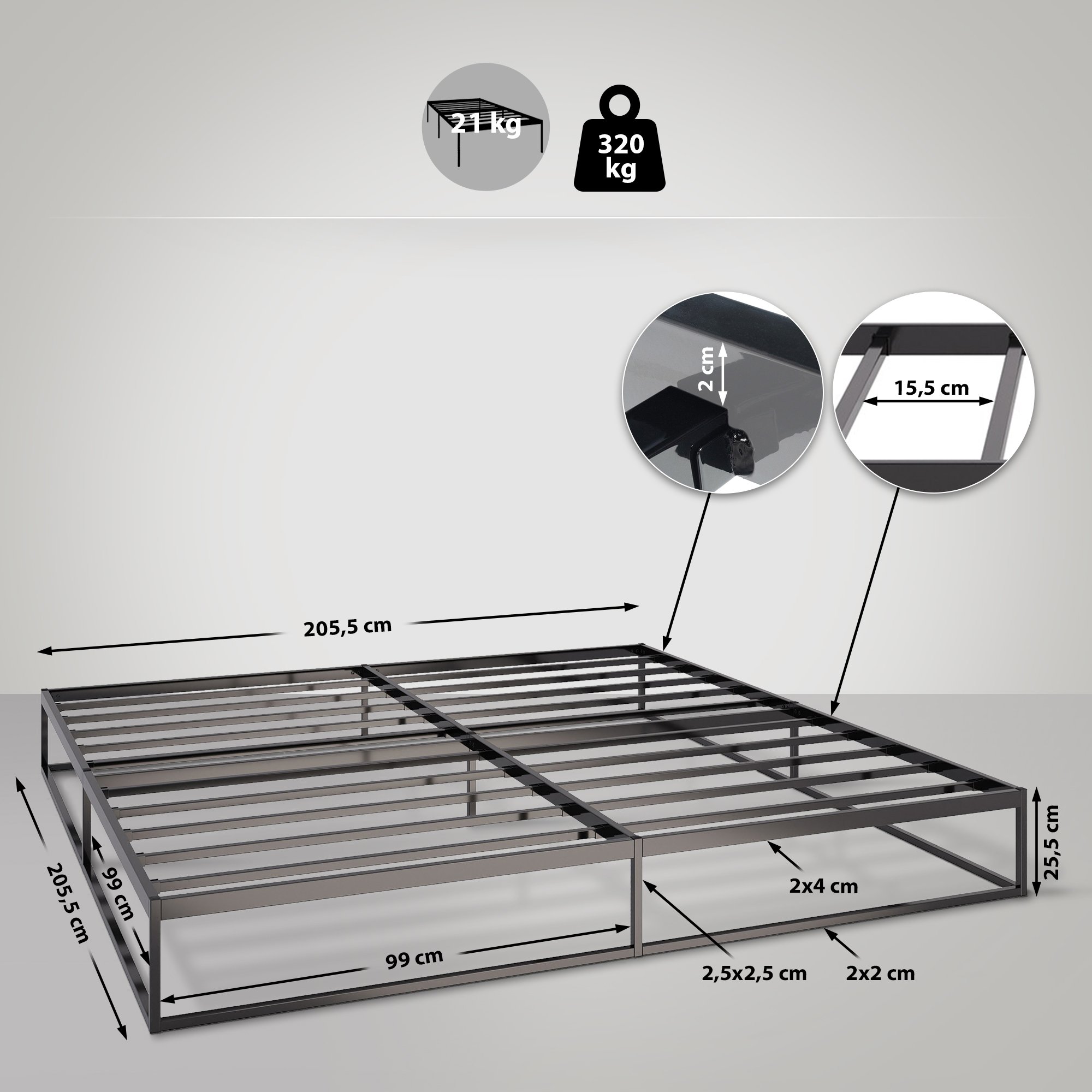 CLP Metallbett Scala Mit Lattenrost I Modernes Bett Mit Stabilem Gestell