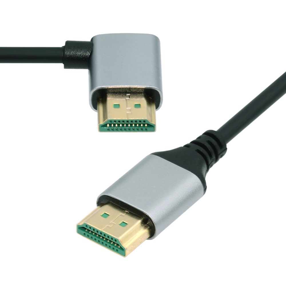 (1 m) Highspeed 8K HDMI 2.1 Kabel mit Vergoldeten Anschlüssen und 90° Grad Winkel - Schwarz
