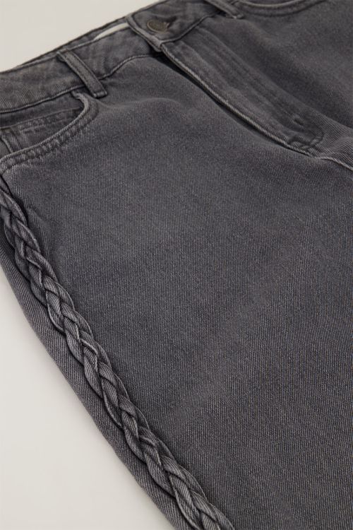 Grijze jeans met vlecht detail