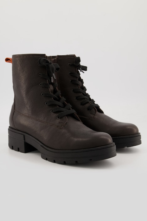 Leder-Boots, Schnürung, Reißverschluss, Weite H