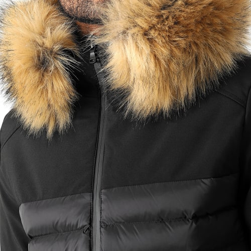 Doudoune Light Puff Avec Fourrure Beige 0055 Noir