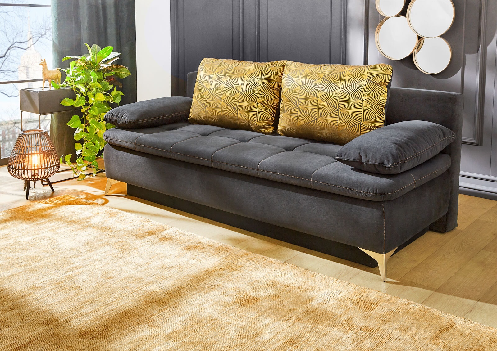 Schlafsofa Sarah 202 x 88 x 92 cm schwarz