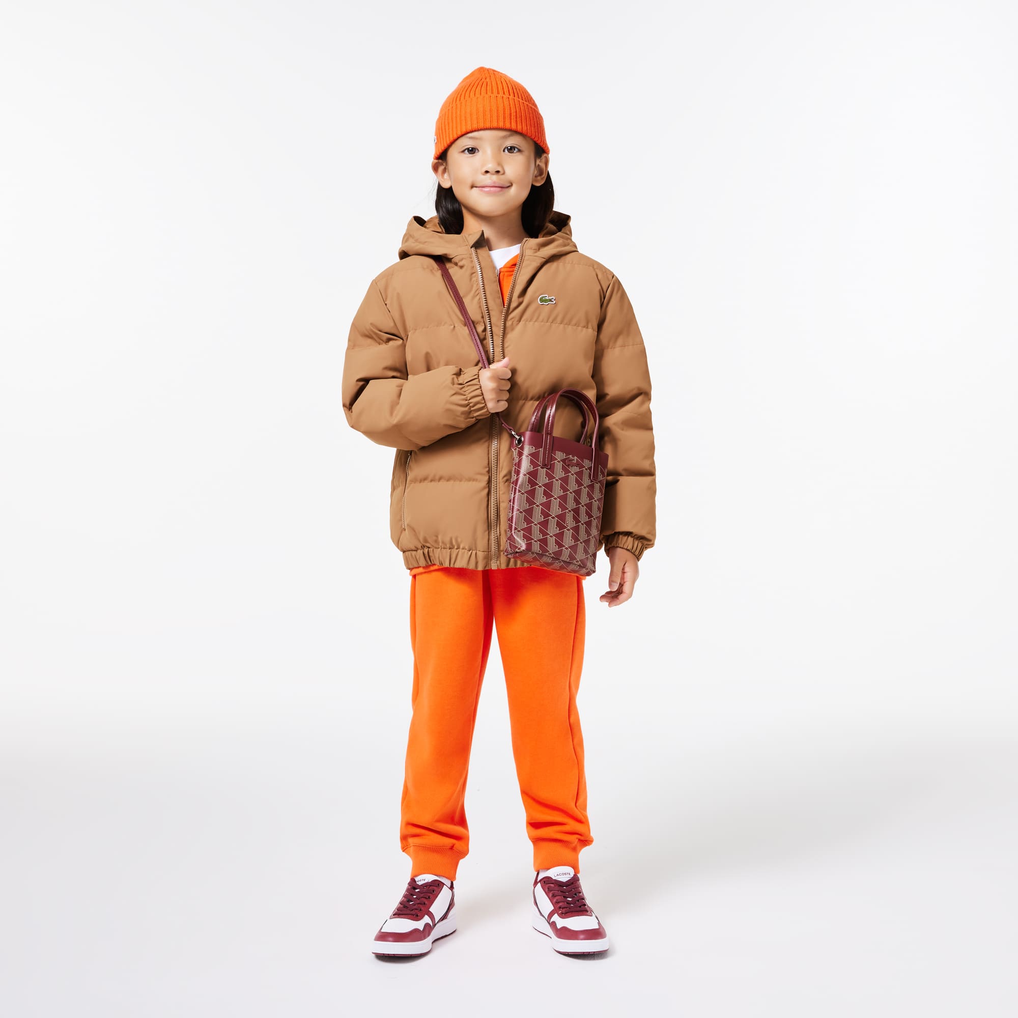 Doudoune à capuche avec crocodile au dos Manteaux & Blousons - Marron - Lacoste - Enfant