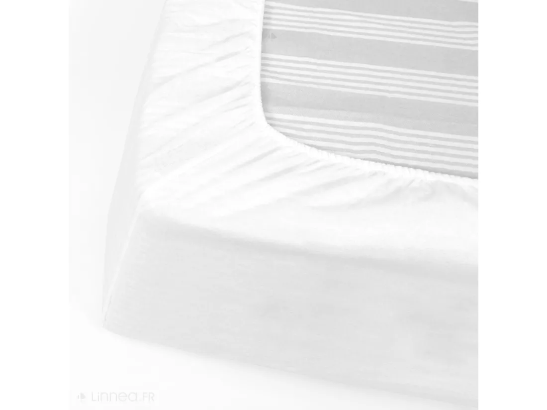 Protège matelas absorbant Antonin blanc 100x200 Grand Bonnet 30cm