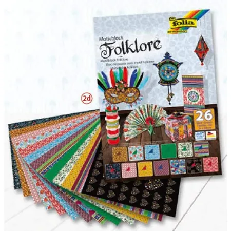 Folia Bastelpapierblock 24x34 Folklore 13xKArton +13xPapier