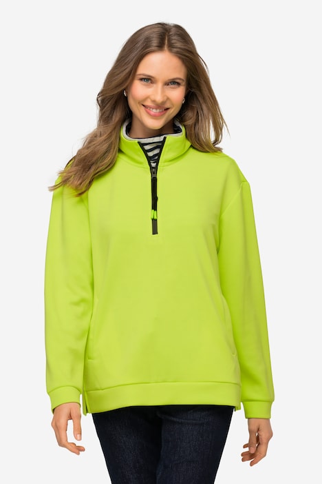 Sweatshirt, Troyerkragen, Langarm, Seitenschlitze