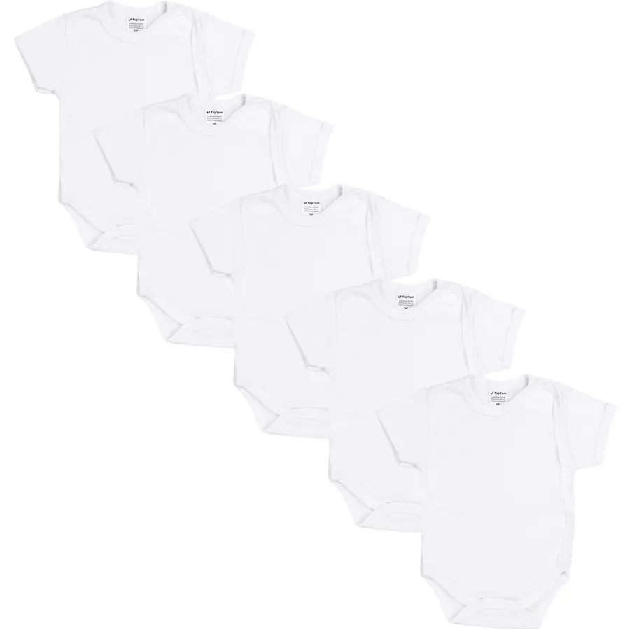 TupTam Baby Jungen Kurzarm Wickelbody 5er Set weiß