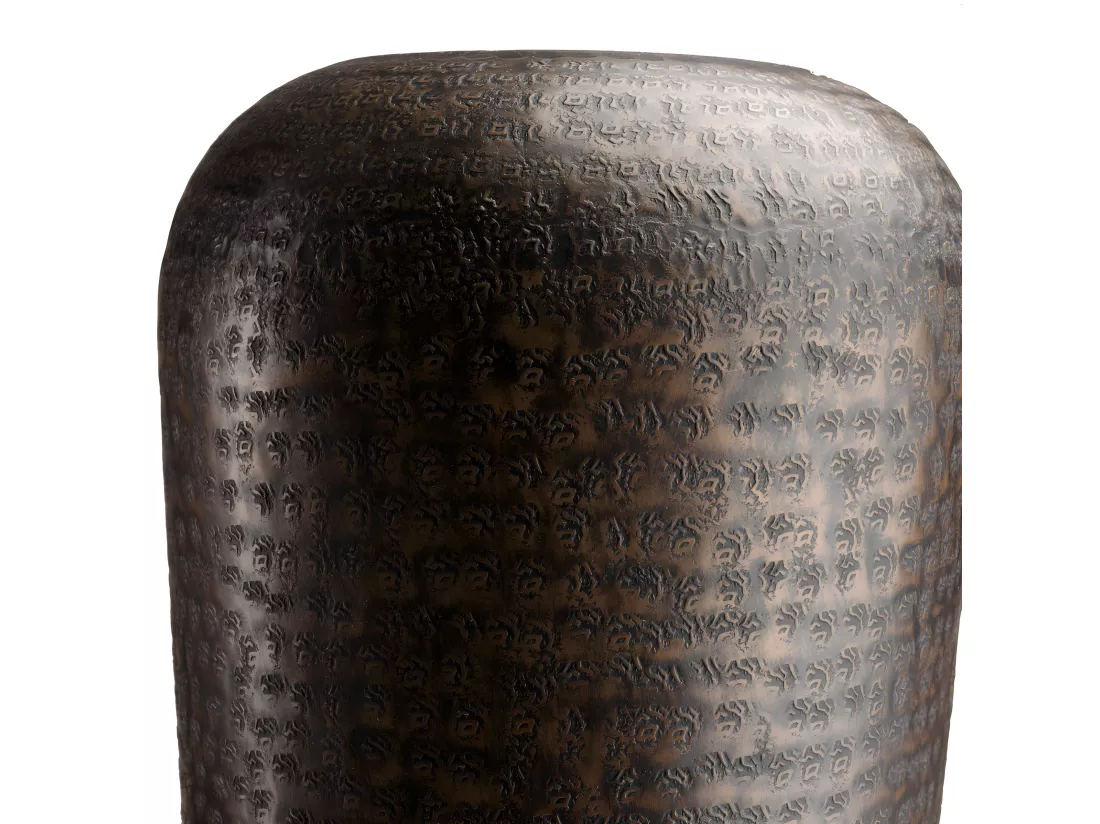 HONORE - Vase alu L30cm H85cm couleur cuivre noir antique avec gravures