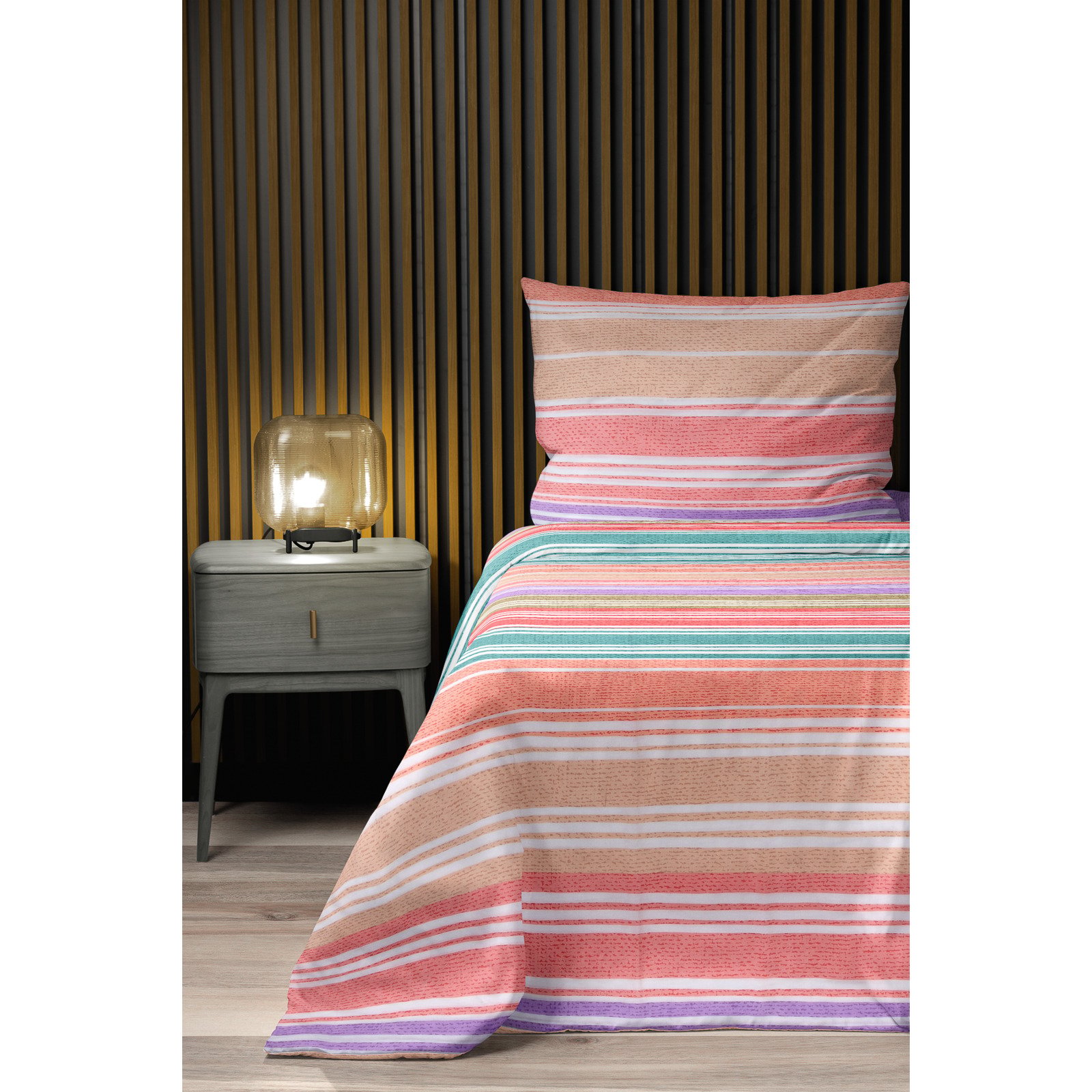 Bettwäsche Renforcé Streifen pastell 200x210 2x65x65 Bettanzug Fra