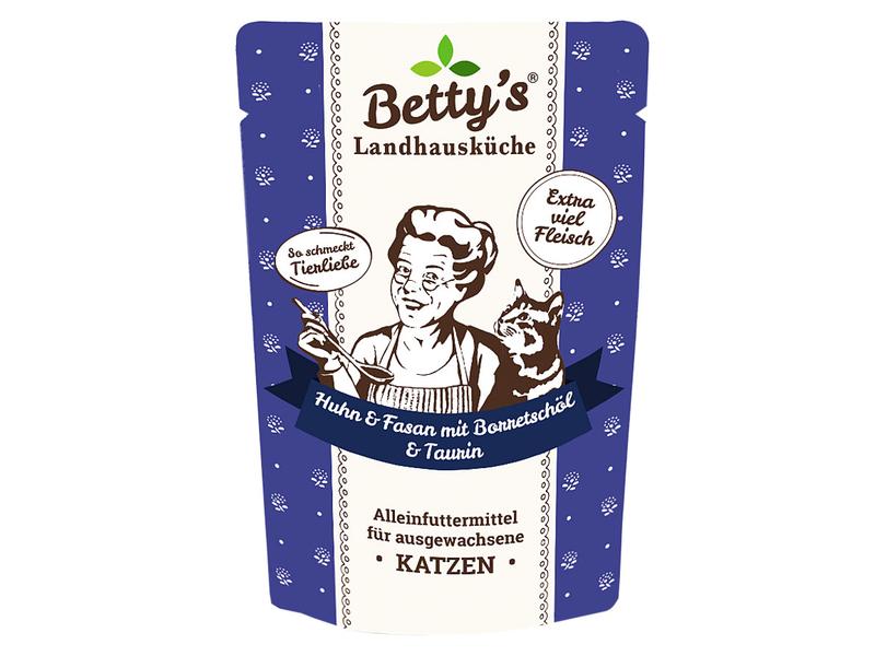 Betty's Landhausküche Nassfutter Huhn & Fasan mit Borretsch Alleinfuttermittel für anspruchsvolle und magenempfindliche Katzen