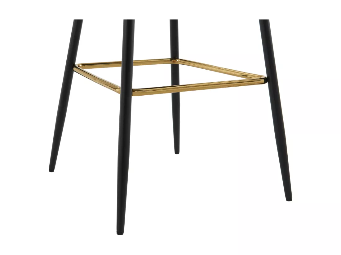 Lot de 2 tabourets de bar en velours et métal noir - Beige - VEVLINA