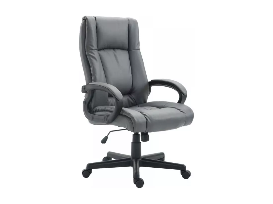 Chaise de bureau - Similicuir & Noir - Gris - XL Sparta