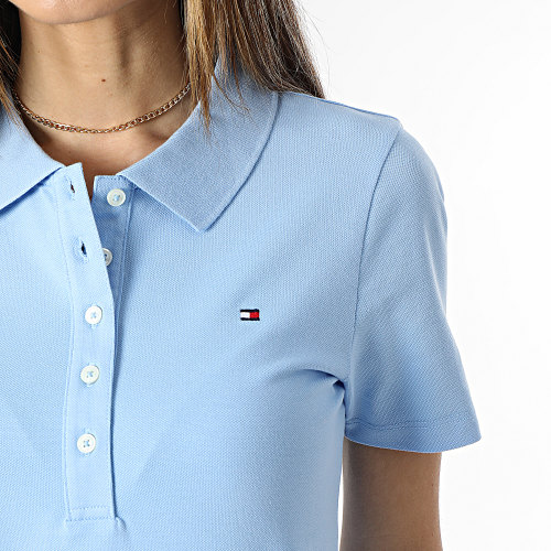Polo Manches Courtes Slim Femme Piqué 7823 Bleu Clair