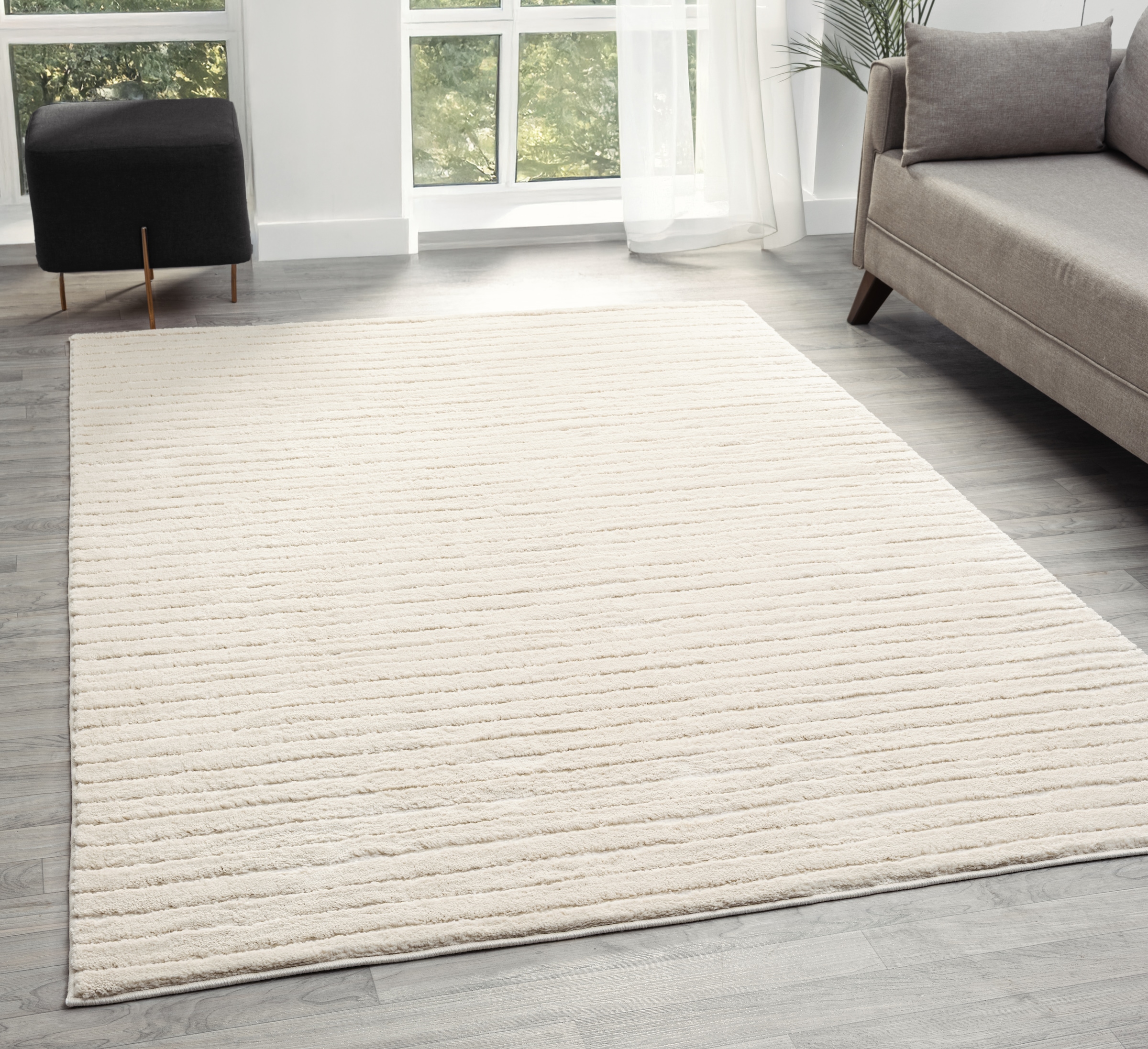 LeGer Home by Lena Gercke Teppich »Selma« rechteckig 19 mm Höhe Hoch-Tief-Struktur, Streifen Design, Wohnzimmer, Schlafzimmer