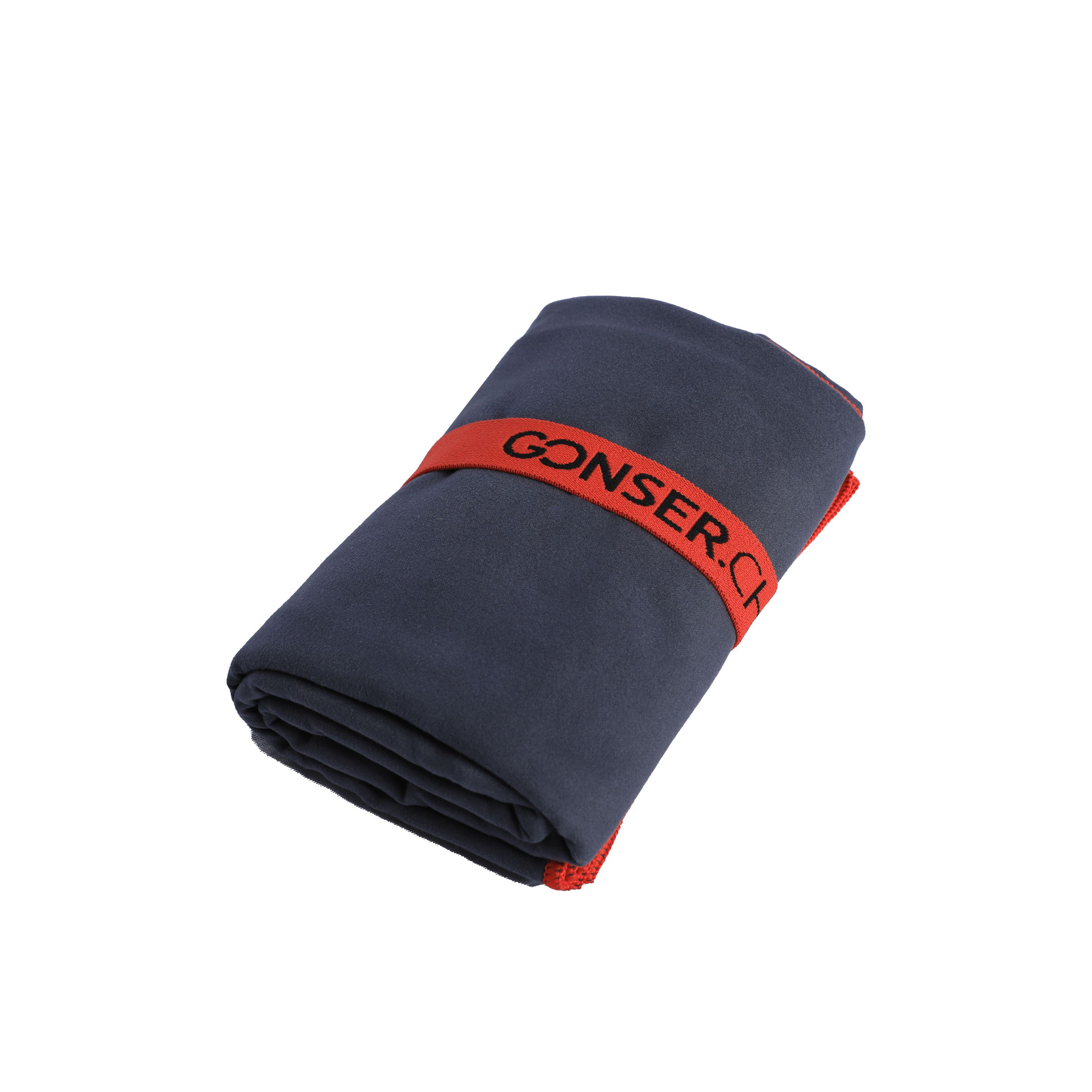 Mikrofaser Badetuch 70 x 140 cm anthrazit/rot