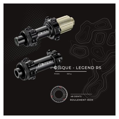 Paire de Roues Legend Wheels 50P Pro⁴ Wave - 12X100 - 12X142mm - Legend RS - Disc Centerlock - Shimano / Sram
