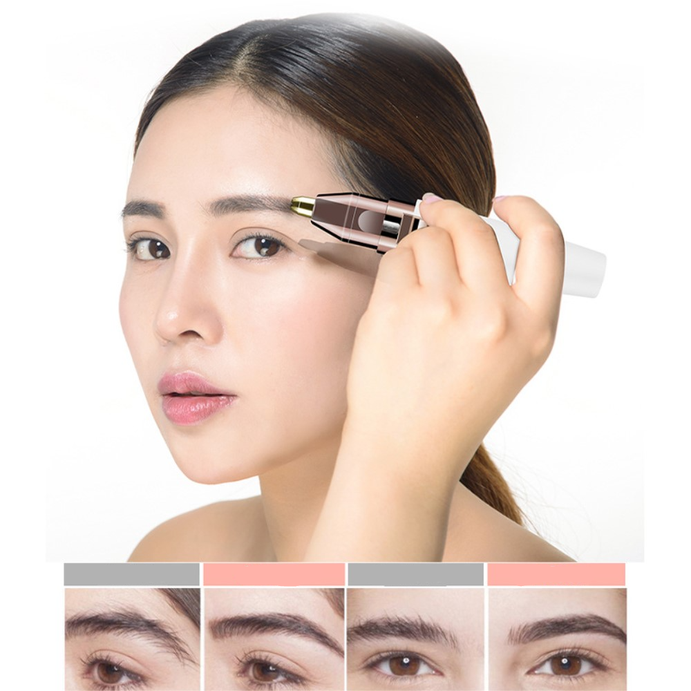 (3in1) Elektrischer Nasenhaar / Augenbrauen Trimmer Akku Gesichtshaar Rasierer - Weiss / Roségold