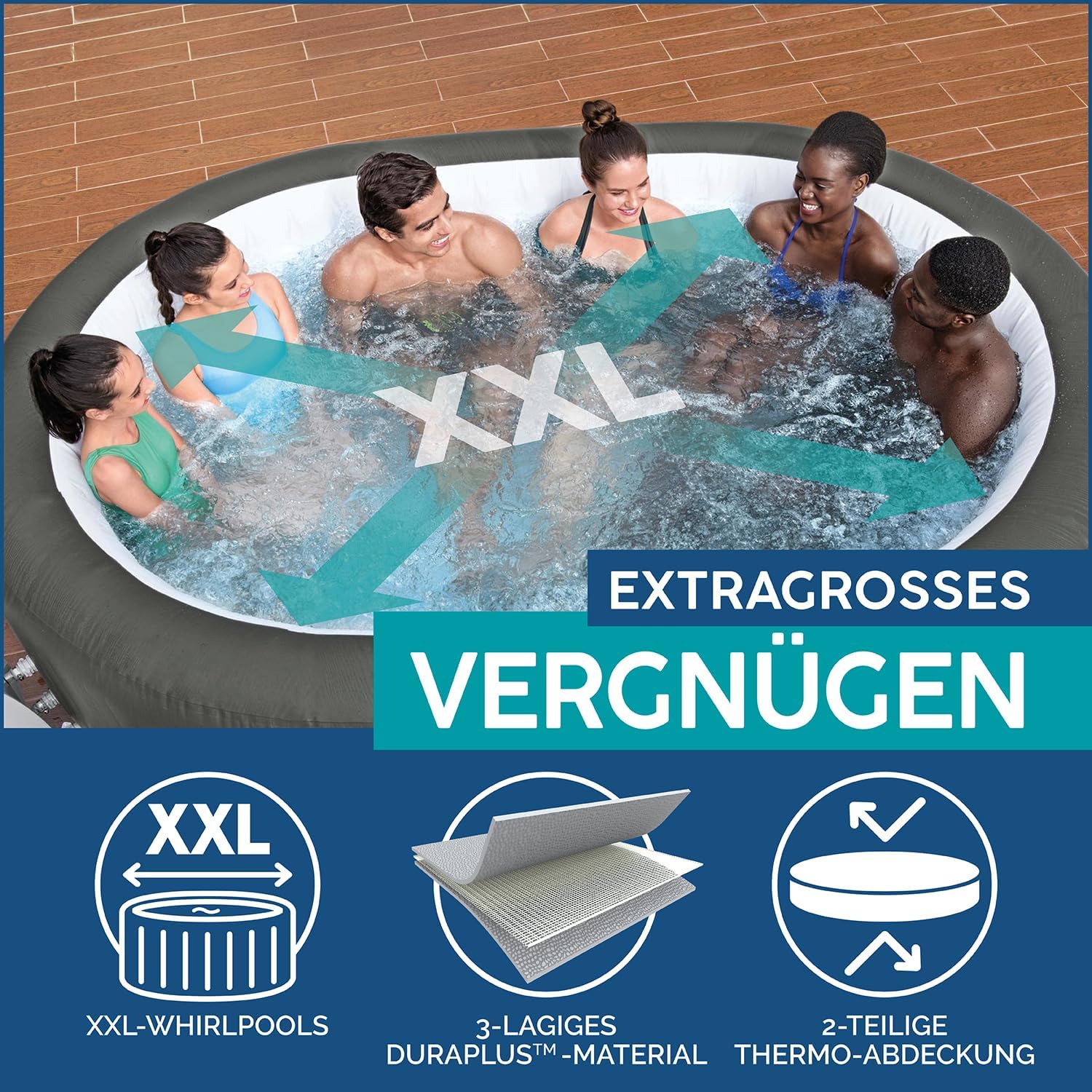 Bestway LAY-Z-SPA XXL WLAN-Whirlpool Mauritius AirJet 270 x 180 x 71 cm, oval