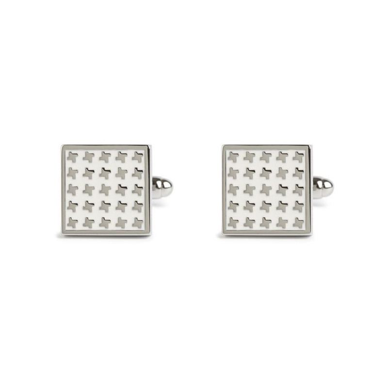 Boutons de manchette, Dogtooth Emaillé Blanc